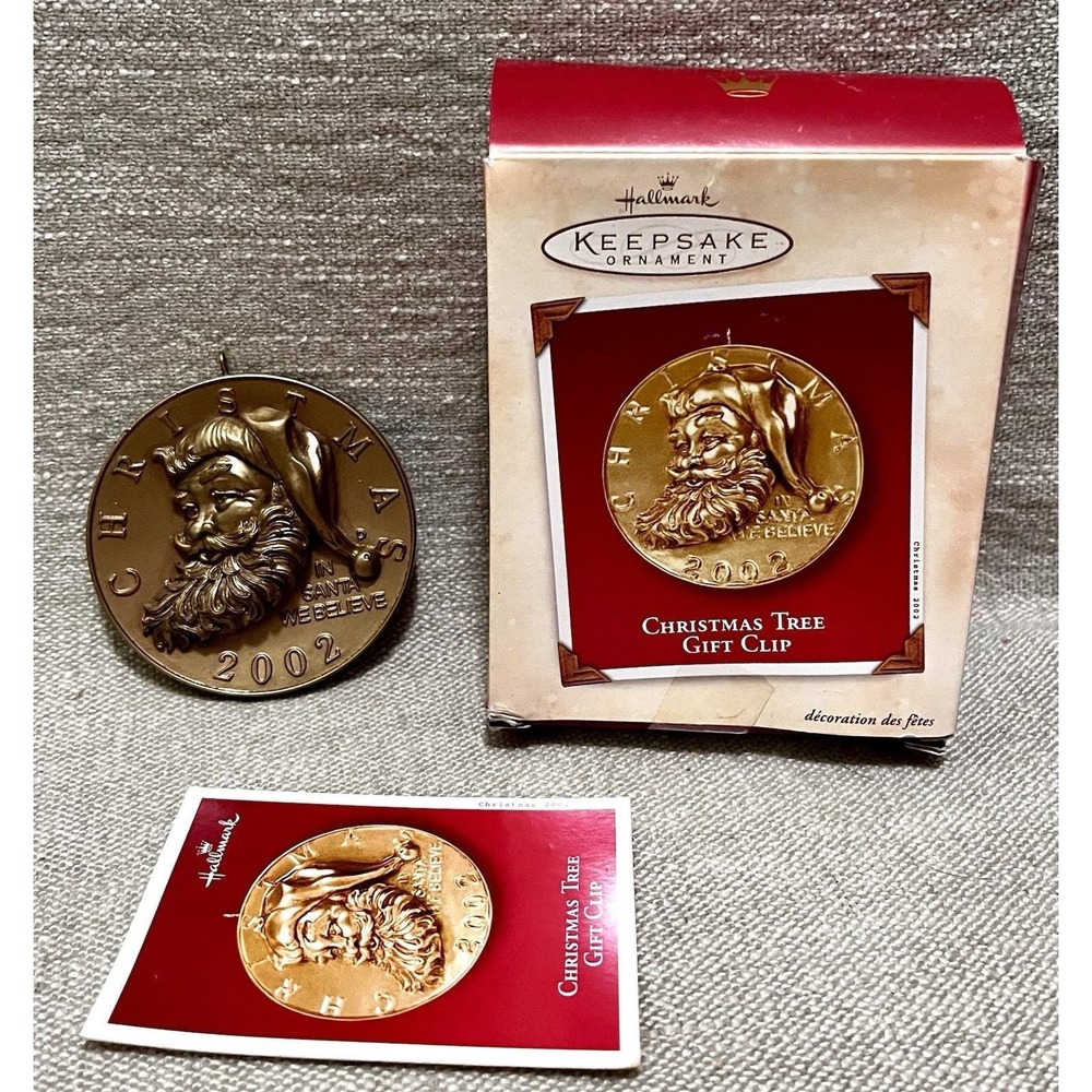 2002 Metal 3D Santa Coin Christmas Tree Gift Clip Hallmark Keepsake Ornament